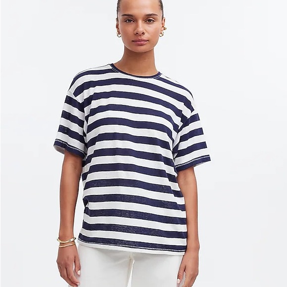 NWT Madewell Linen-Blend Crewneck Oversized Tee - Picture 1 of 5
